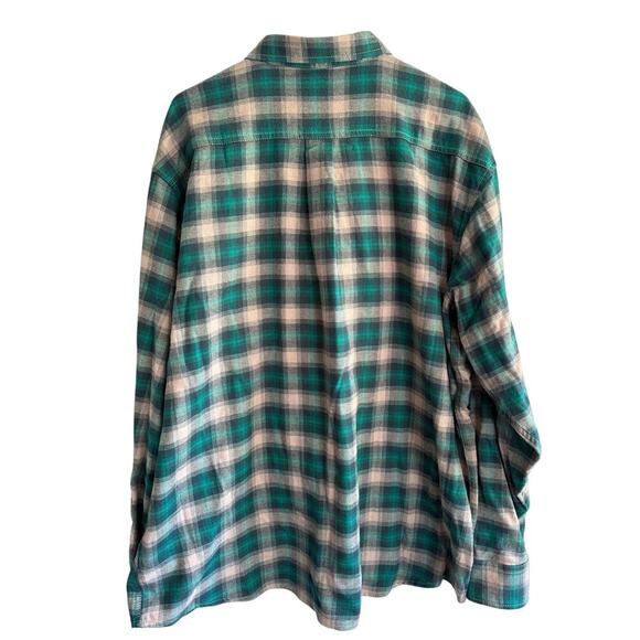 Men’s Dickies Navy Cream Tan Plaid Flannel Button Up Relaxed Fit size XL - Picture 4 of 6